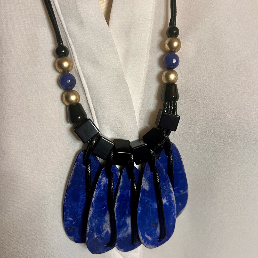 Statement Bead Necklace with Gold Accents